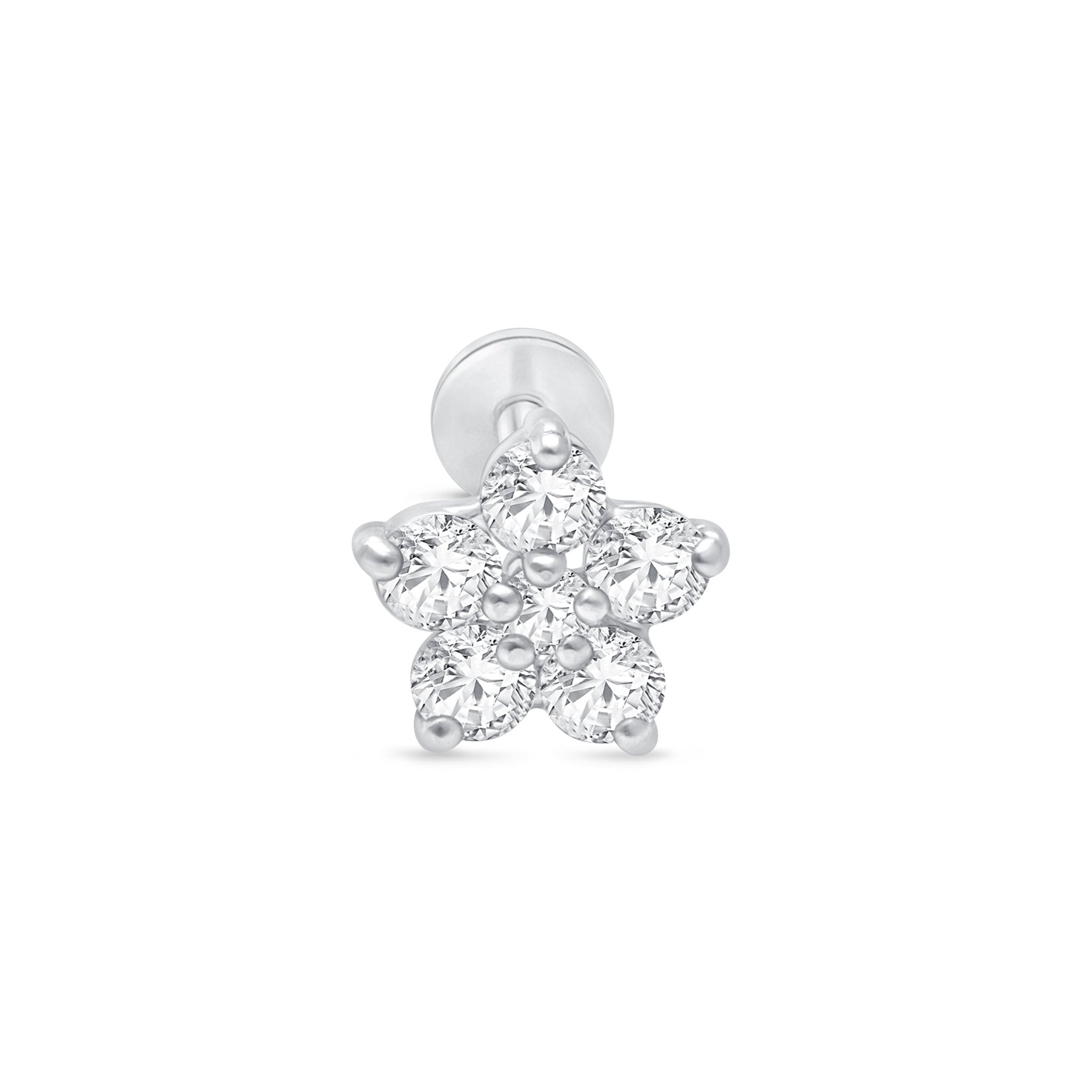 14K White Gold Round Diamond Flower Stud Earrings for Women - Perfect for Weddings, Parties & Everyday Elegance