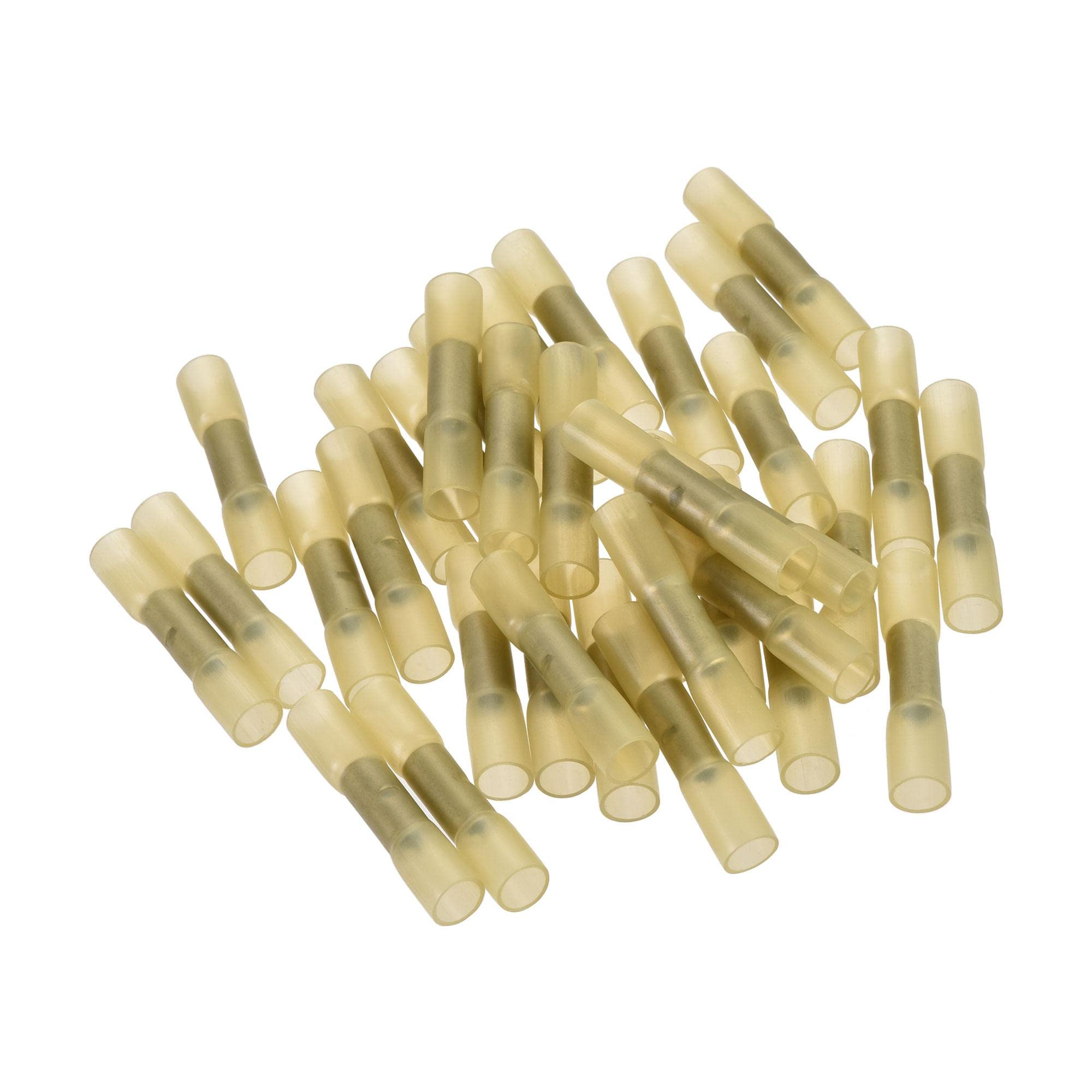 uxcell 35Pcs Yellow Heat Shrink Wire Connectors for 12-10 AWG - Waterproof Crimp Terminals for Automotive, Marine & Electrical Wiring Projects
