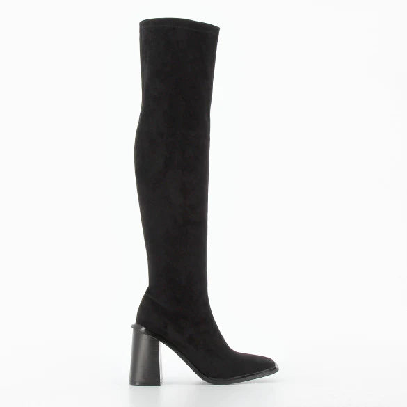 Amandine Women's Thigh High Boots - Black Leather Over The Knee Boots for Fashion, Party & Winter Outfits