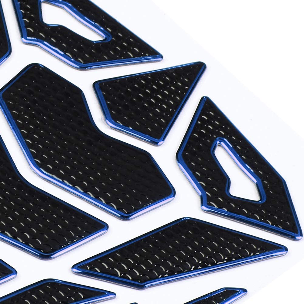 Universal Motorcycle Gas Tank Grip Pads - Non-Slip Traction Protector Stickers with Black & Blue Border for Enhanced Control - Perfect for Street Bikes, Cruisers & Sport Bikes Riding