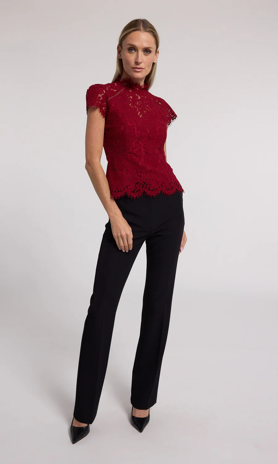 Ambrose Lace Top Scarlett - Elegant Women's Blouse for Party, Date Night & Special Occasions