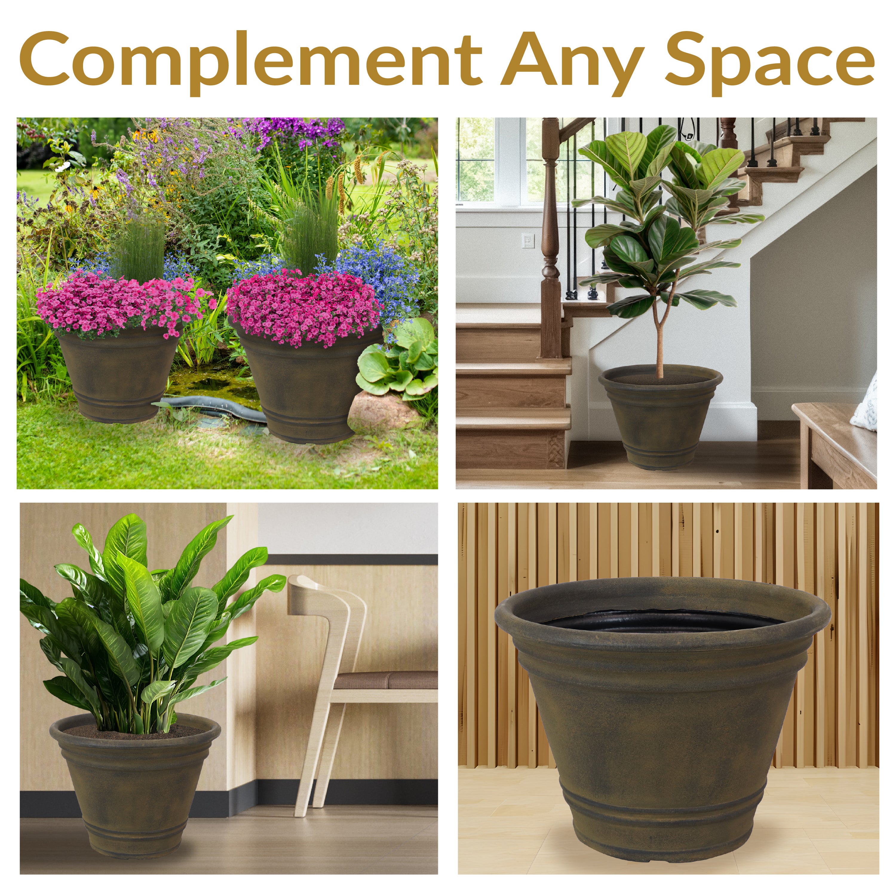 Sunnydaze Franklin Polyresin Outdoor Flowerpot Planter - Decorative Garden Pot for Plants, Flowers & Herbs - Perfect for Patio, Balcony & Backyard Decor