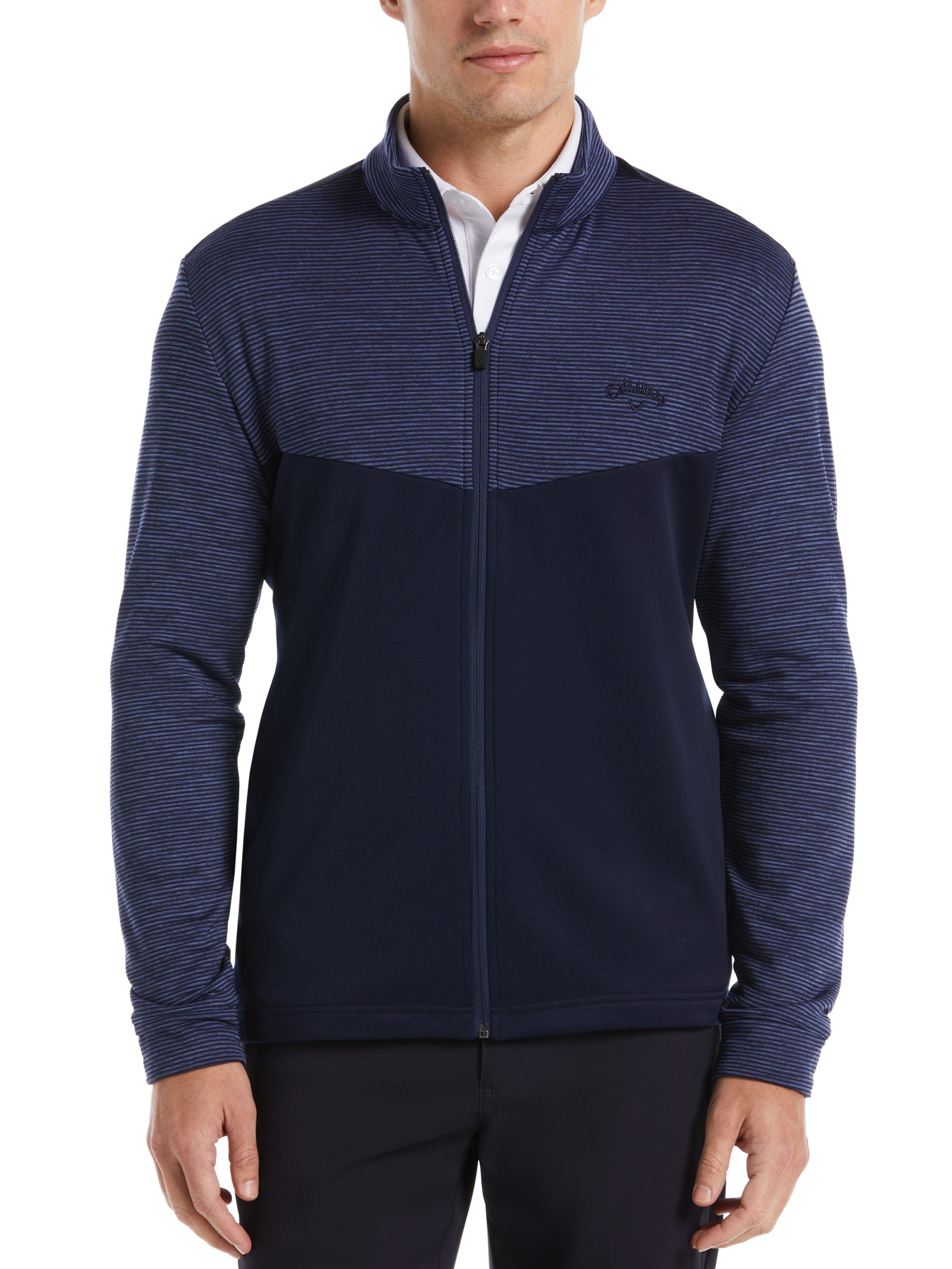 Men's Textured Block Full Zip Golf Sweater - Lightweight & Breathable for Golfing, Casual Wear & Outdoor Activities