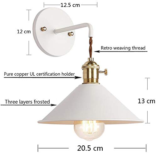 FSLiving Plug-in Dimmable Wall Sconce with Adjustable Dimmer Switch - White Macaron Candle Wall Light for Bedroom, Bathroom Vanity & Living Room Decor - Soft Ambient Lighting for Reading, Relaxation and Mood Setting