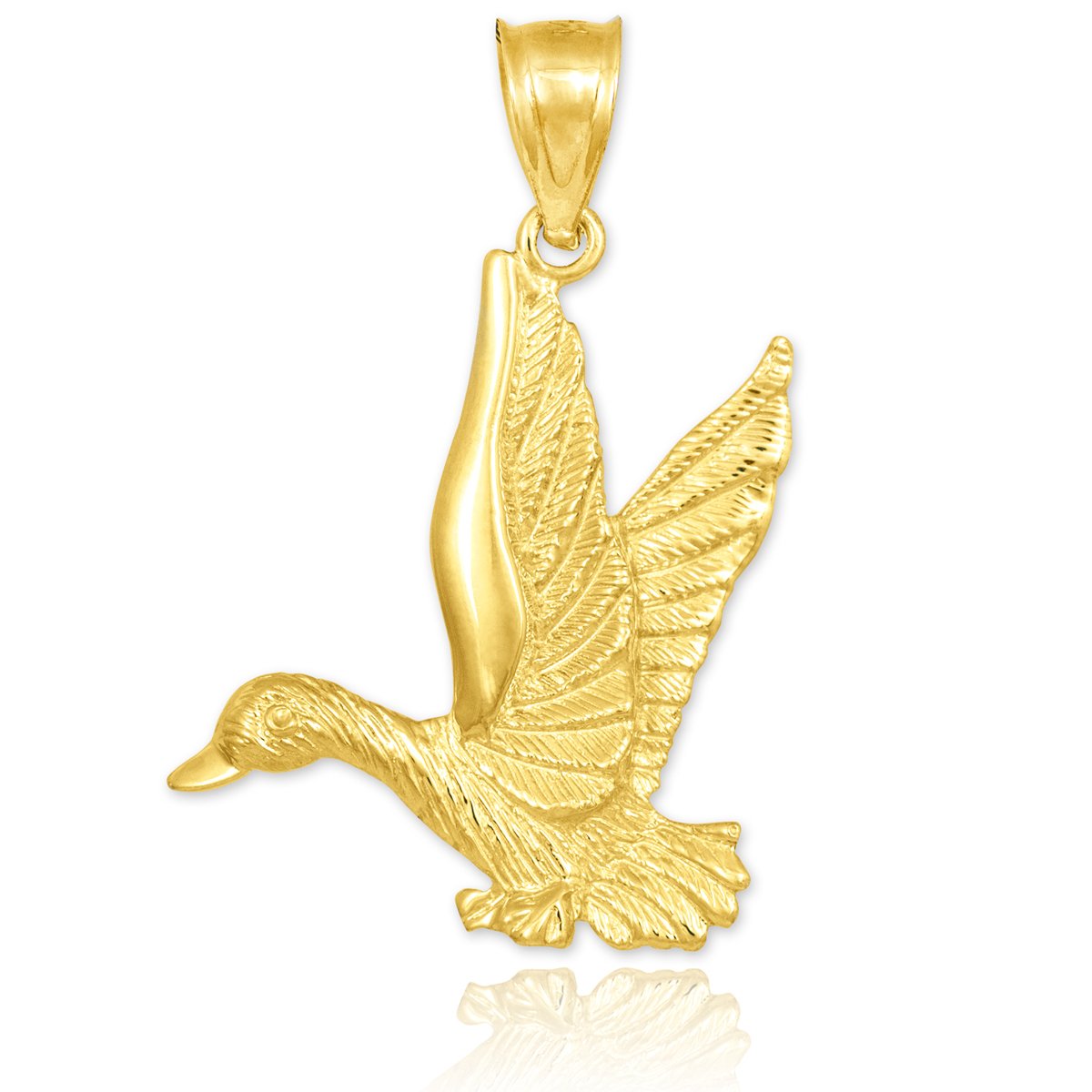 10K Yellow Gold Flying Duck Charm Pendant Necklace for Women - Elegant Duckling Jewelry Gift for Her - Perfect for Birthday, Anniversary & Everyday Wear