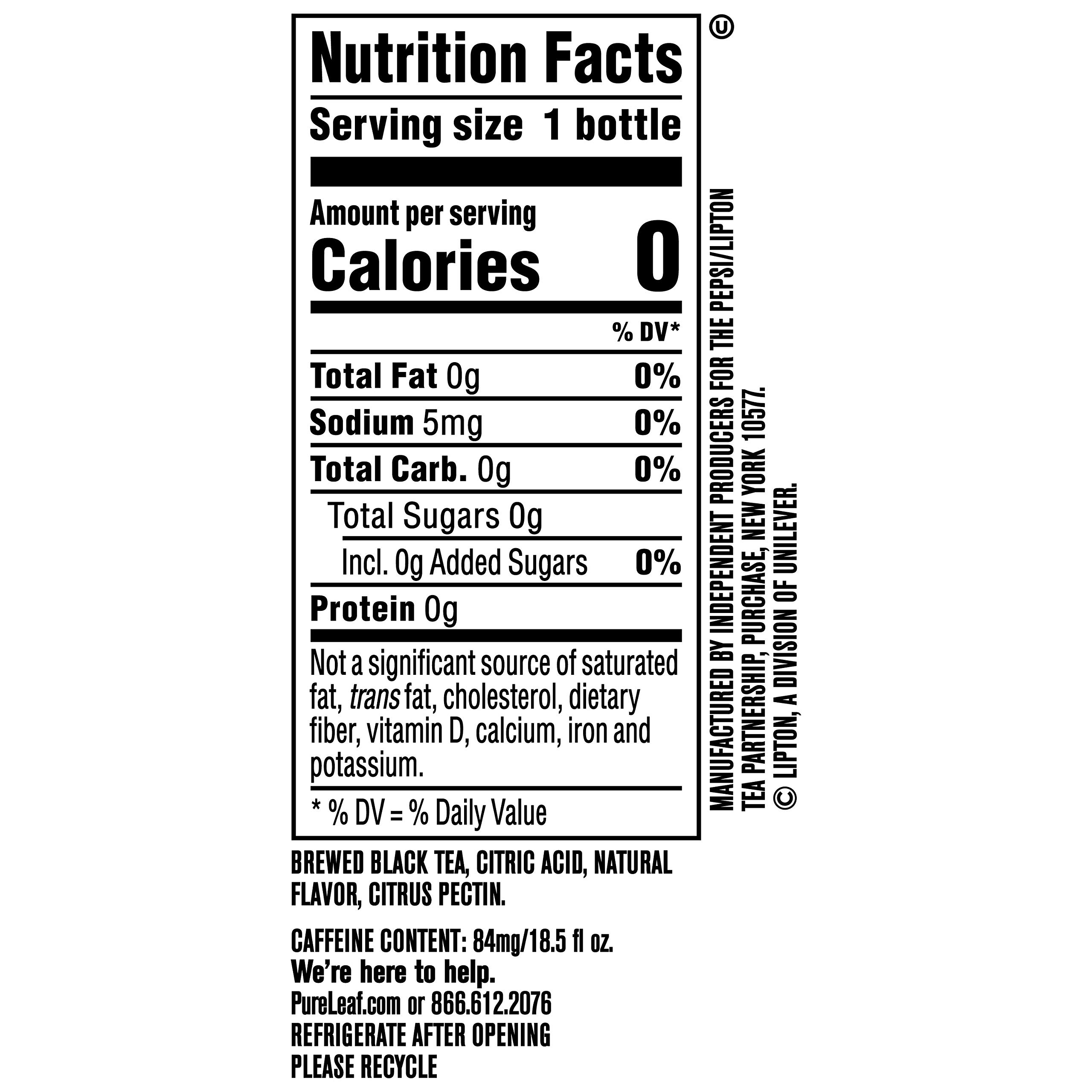 Pure Leaf Unsweetened Lemon Iced Tea - Real Brewed Black Tea, Zero Sugar, Zero Calories, 18.5 Fl Oz Bottles (Pack of 12) | Refreshing Drink for Summer, Picnics & Healthy Lifestyle