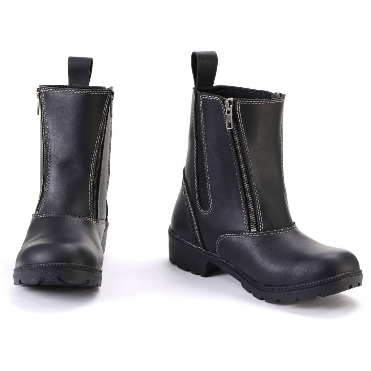 Milwaukee Leather MBL9327 Women's Black Leather Motorcycle Boots - Dual Zipper Closure, Comfortable & Durable Riding Footwear for Harley Davidson & Cruiser Bikes | Perfect for Long Rides & Motorcycle Events