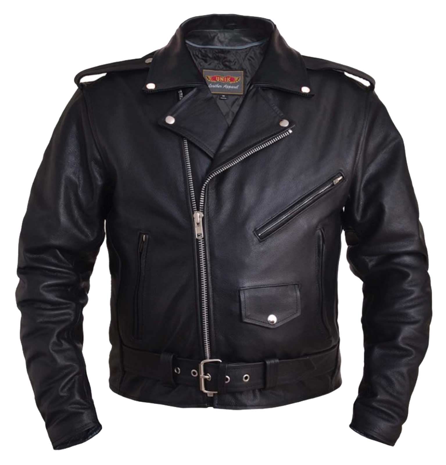 UNIK Men's Buffalo Leather Motorcycle Jacket with Removable Liner - Heavyweight Biker Jacket for Riding, Cruising & Outdoor Adventures (Size M)