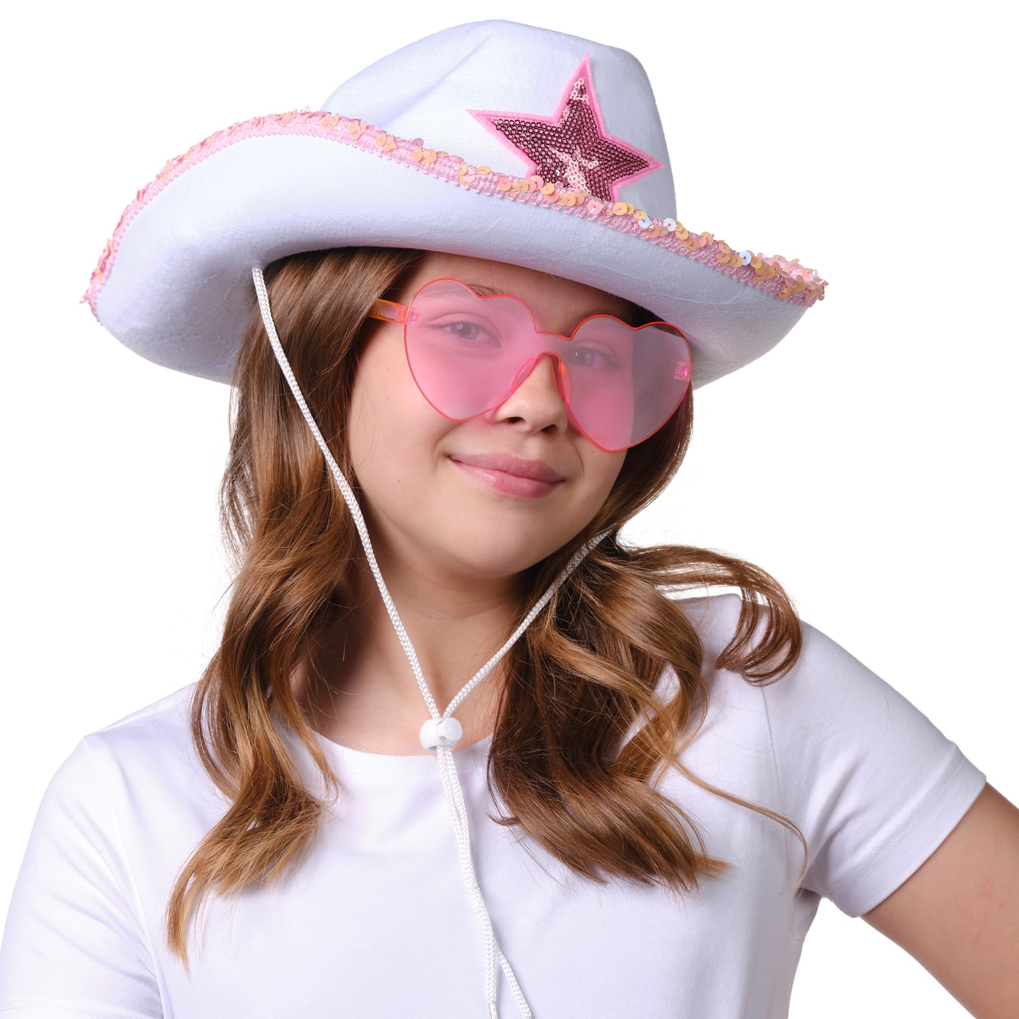 Funcredible Sparkly Cowboy Hat with Star & Glasses - Western Cowgirl Hat for Women - Perfect for Country Concerts, Rodeos & Costume Parties