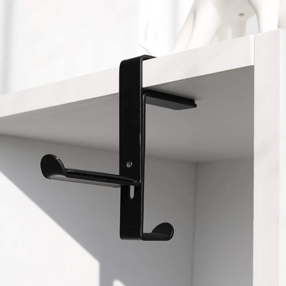 Adjustable Universal Headphone Stand Holder - Desk & Shelf Mount Hanger Hook for Gaming Headsets, Earphones, PC Accessories - Durable Black Display Bracket for Home, Office & Gaming Setup