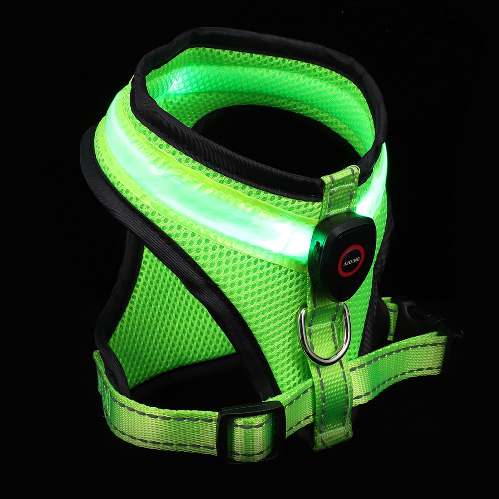 LED Dog Vest Harness - Glowing Reflective Pet Safety Vest for Small Dogs, Green - Perfect for Night Walks, Jogging & Outdoor Adventures