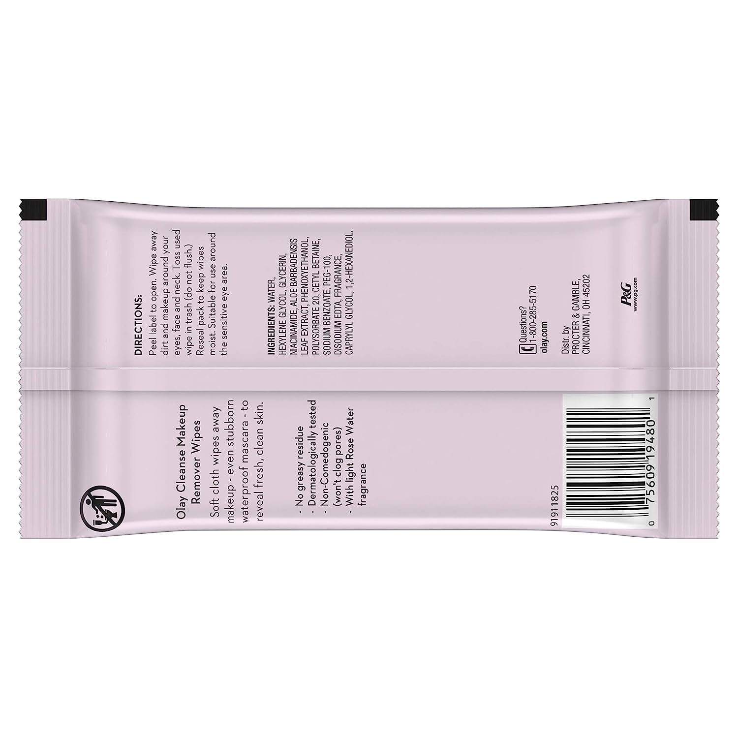 Olay Cleanse Makeup Remover Wipes with Rose Water - 25 Count | Gentle Facial Cleansing for Sensitive Skin | Perfect for Travel, Gym & Daily Skincare Routine