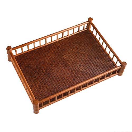 Japanese-Style Bamboo Tea Storage Tray with Vintage Kung Fu Tea Cup Holder - 40×28×8cm Table Runner for Home, Study, Living Room & Hotel - Perfect for Tea Ceremonies, Zen Decor & Asian-Inspired Interior Design