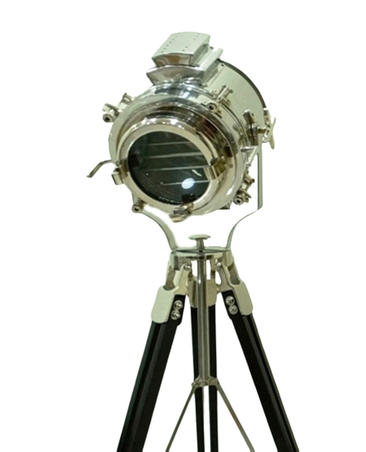 THOR INSTRUMENTS Industrial Nautical Spotlight - Black Wooden Tripod Floor Lamp for Office & Home Decor, Rustic Vintage Style Lighting Gift for Living Room, Bedroom, or Study