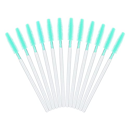 50PCS Disposable Silicone Eyelash Mascara Wands - Professional Makeup Brushes for Eyelash Extensions & Cosmetics - Transparent Green - Perfect for Salons, DIY Beauty & Makeup Artists