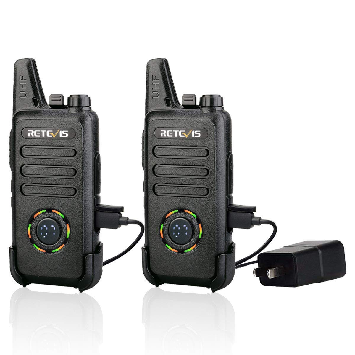 Retevis RT22S Rechargeable Walkie-Talkies for Adults - Compact Two-Way Radios with VOX, Alarm & Channel Signal Display - Ideal for Family, Community, Skiing & Outdoor Adventures (2 Pack)