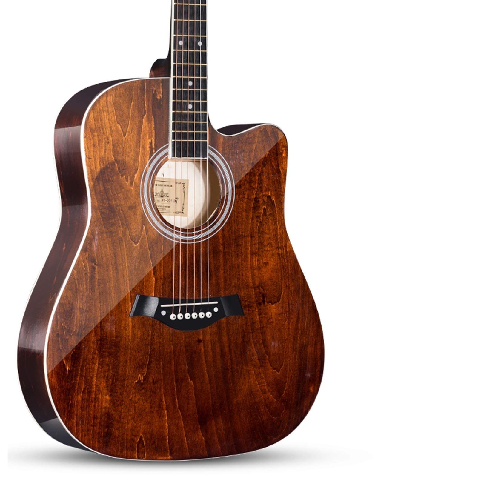 41 Inch Acoustic Guitar Starter Kit with Bag, Strap & Accessories - Retro Style Steel String Guitar for Beginners & Students | Perfect for Home Practice, Camping & Outdoor Performances (Brown)