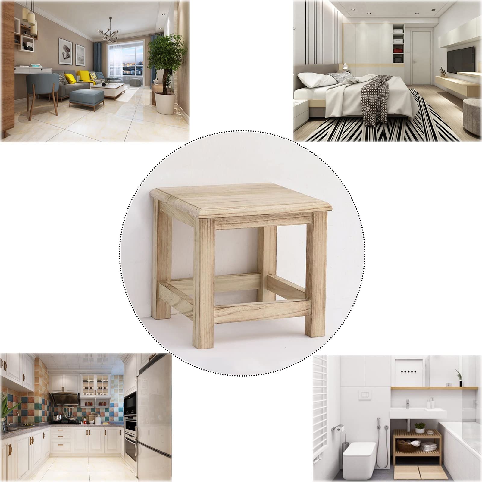 Non-Slip Waterproof Wooden Shower Stool for Elderly & Adults - Sturdy Bath Chair with Anti-Skid Feet, Multifunctional Foot Stool for Bathroom, Living Room, Bedroom & Kitchen (26x26x25cm) - Perfect for Safe Showering, Relaxing & Extra Seating