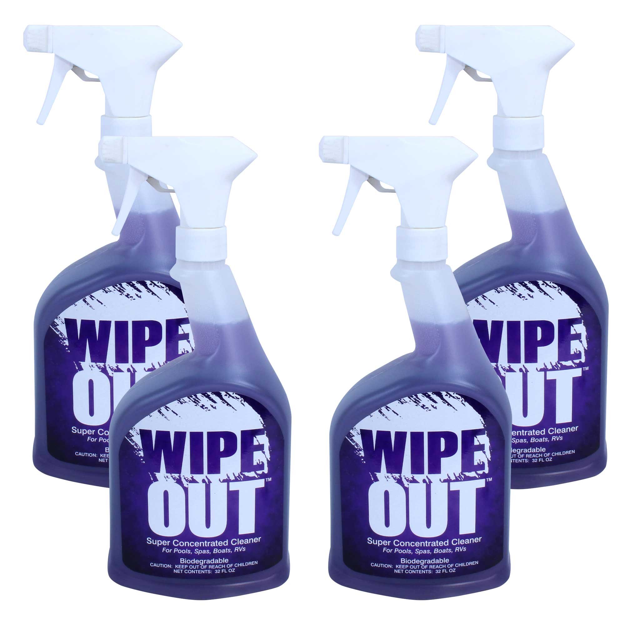Wipe Out Wipeout 6012-02 All-Purpose Pool Surface Cleaner - 1-Quart Bottle (4-Pack) - Removes Stains, Algae & Debris for Sparkling Clean Swimming Pools, Hot Tubs & Outdoor Furniture