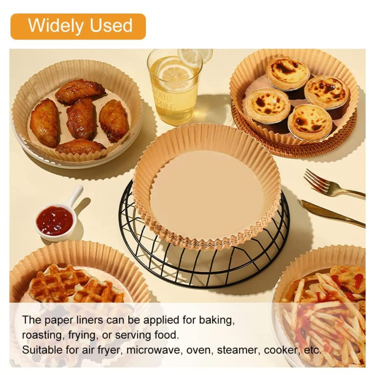 7.9 Inch Round Air Fryer Liners - 100Pcs Non-Stick Disposable Parchment Paper for Baking, Roasting & Microwaving | Oil Resistant & Waterproof Air Fryer Accessories | Perfect for Philips, Ninja, Cosori & More Air Fryers | Quick Cleanup for Healthy Cooking