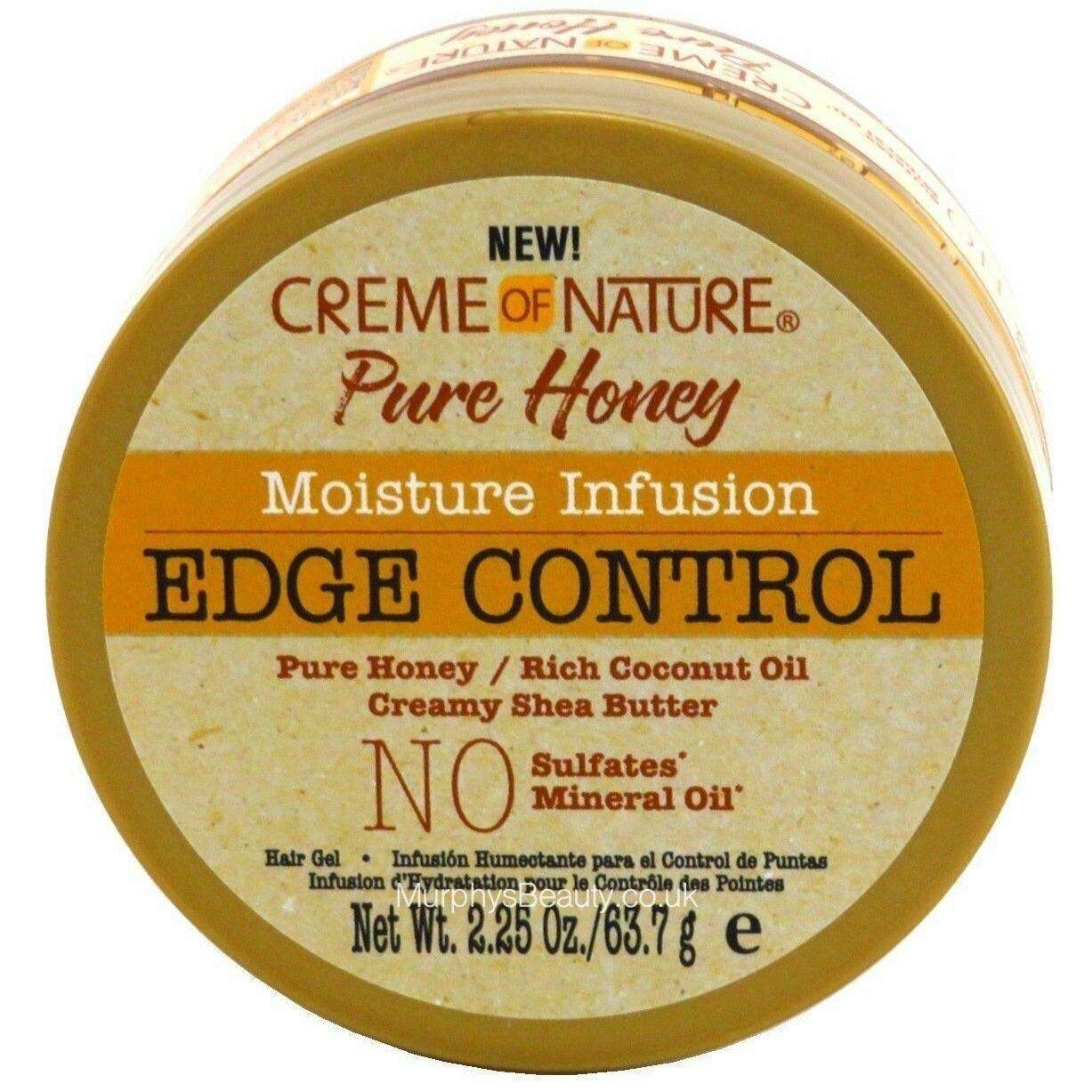 Creme of Nature Pure Honey Edge Control 2.25 oz - Natural Hair Styling Gel for Smooth Edges & Flyaways - Perfect for Braids, Weaves & Natural Hairstyles