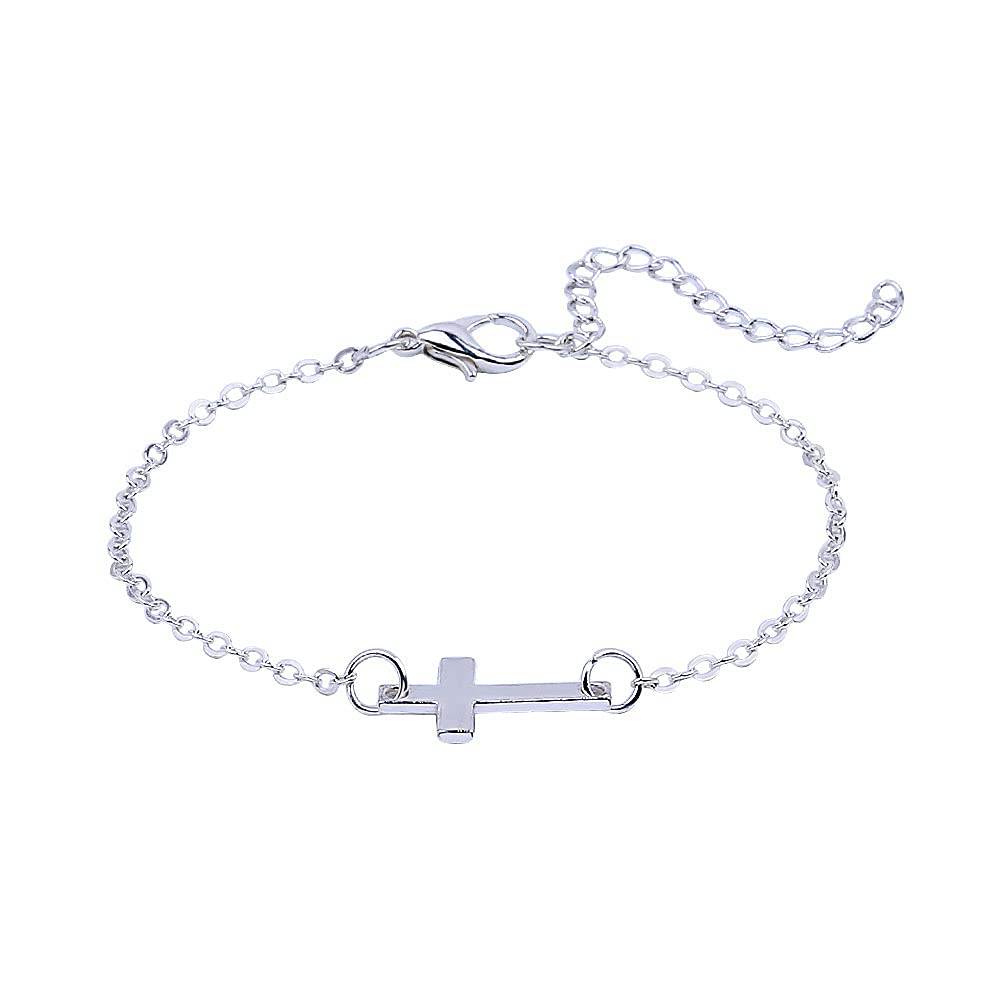 14K Gold & Silver Plated Adjustable Cross Bracelet for Women - Elegant Religious Jewelry Gift for Mom, Wife, Daughter (Perfect for Church, Weddings & Everyday Wear)