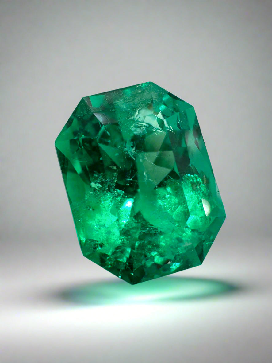 5.21 Carat 11.5x9mm Vivid Bluish Green Emerald Cut Colombian Emerald Gemstone with Clipped Corners - Perfect for Engagement Rings, Fine Jewelry & Collector's Pieces