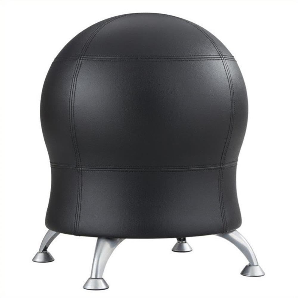 UrbanPro Transitional Office Ball Chair - Black Vinyl Ergonomic Seating for Home Office, Workspace & Modern Interiors | Perfect for Work, Relaxation & Posture Support