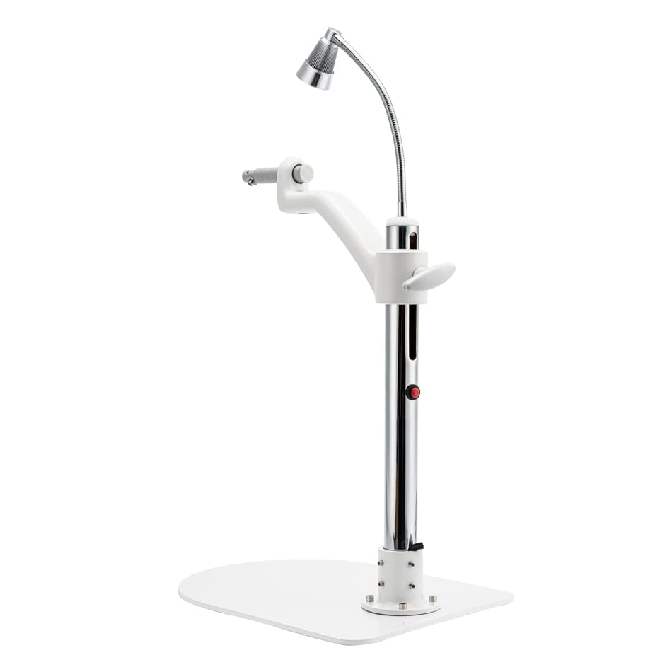 Black Ophthalmic Phoropter Arm Bracket Table Stand with Adjustable Top Lamp - Vision Tester Support for Eye Exams, Optometry Clinics & Desktop Use