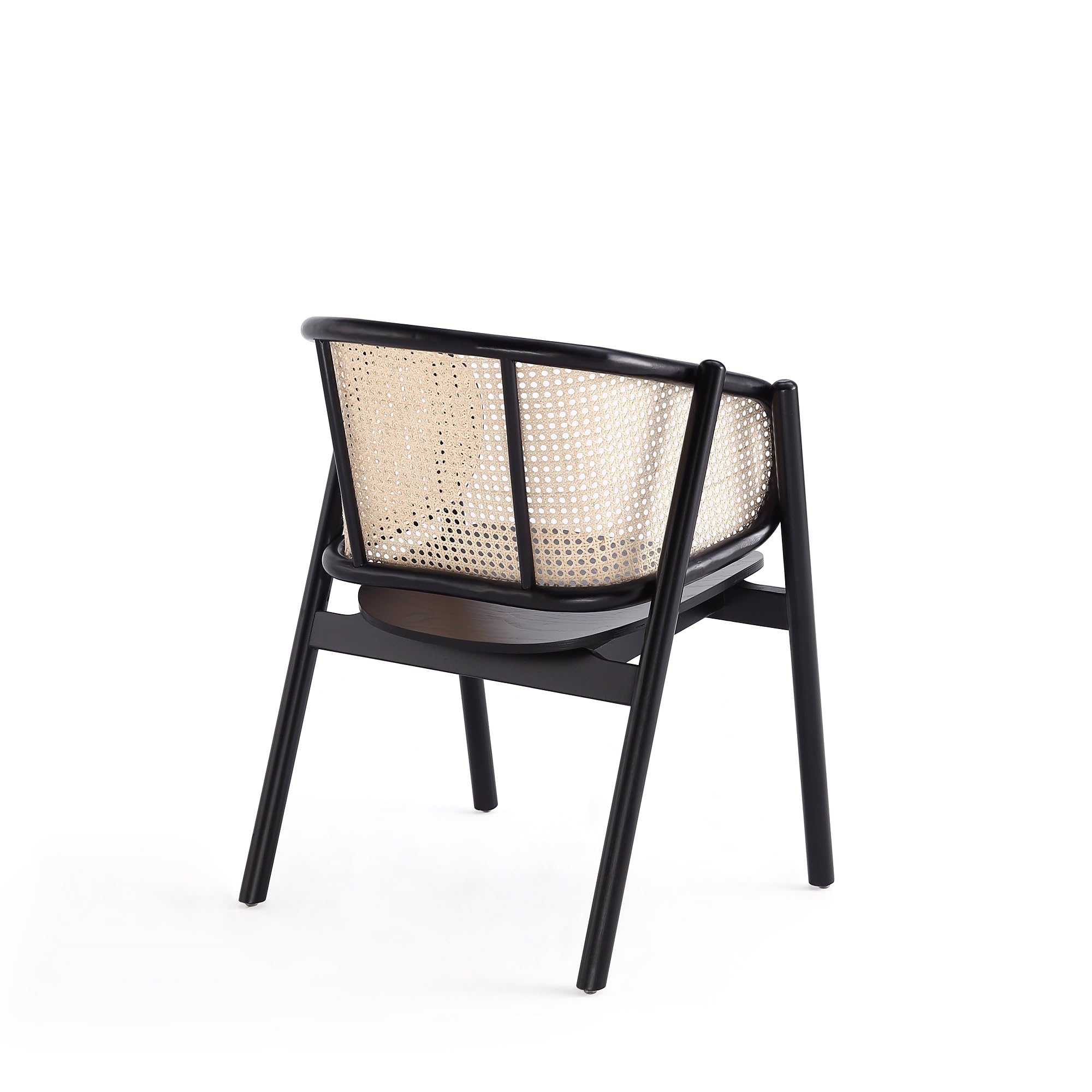 Versailles Rattan Cane Accent Chair - Solid Ash Wood Frame, Ergonomic Curved Seat, Fully Assembled Armchair for Living Room, Bedroom or Patio - Black/Natural - Stylish Home Decor & Comfortable Seating Solution
