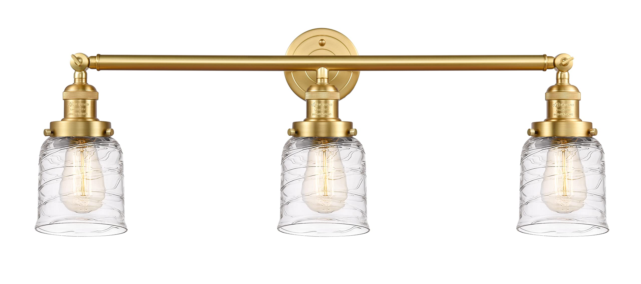 Bell 3-Light Bathroom Vanity Light Fixture in Satin Gold Finish (205-SG-G513) - Perfect for Modern Bathroom, Powder Room & Dressing Area Lighting