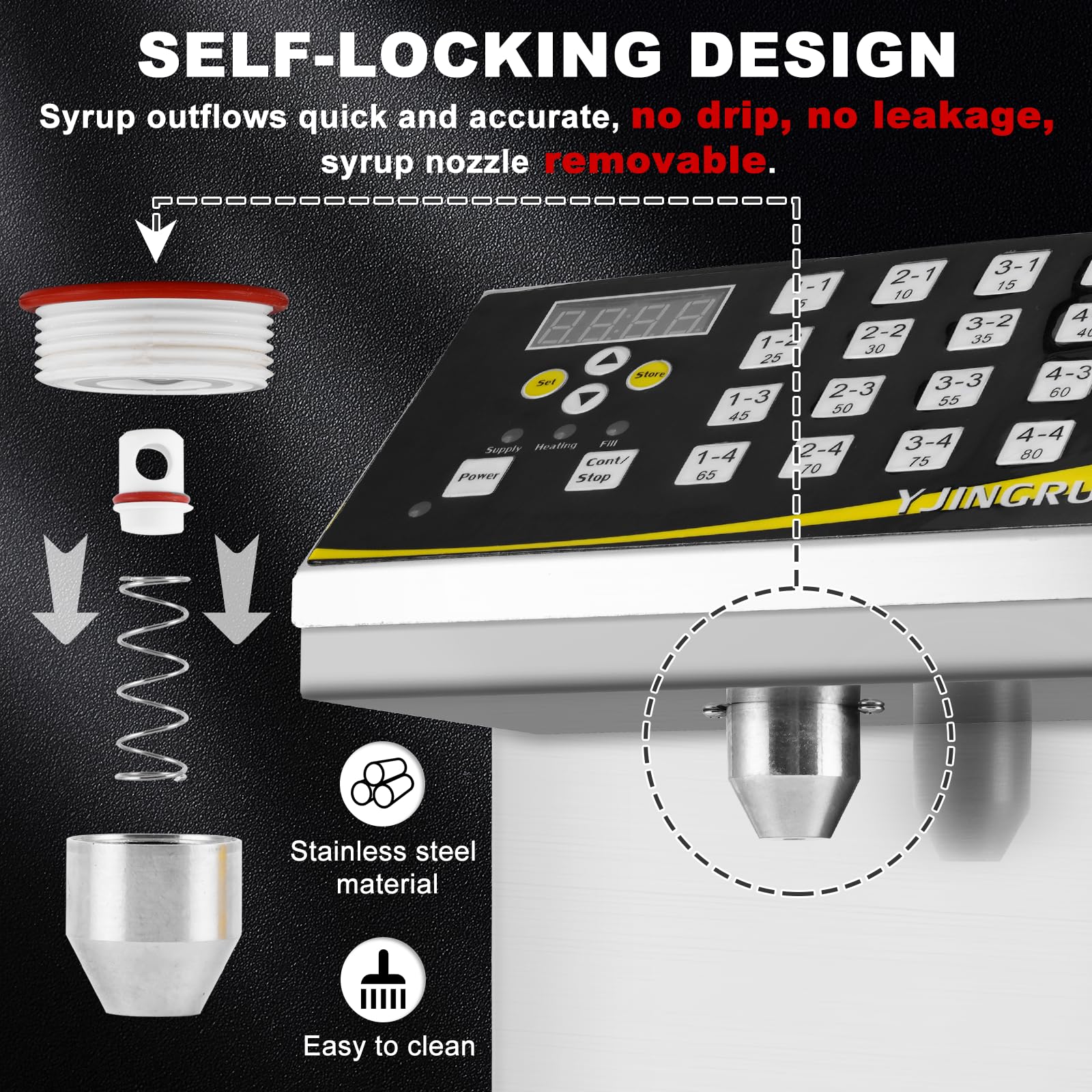 YJINGRUI 8.5L Commercial Fructose Dispenser Machine - Brushed Stainless Steel Syrup Pump for Coffee Shops, Bars & Bubble Tea Stores (110V, 16 Groups) - Perfect for High-Volume Beverage Service & Dessert Topping Applications