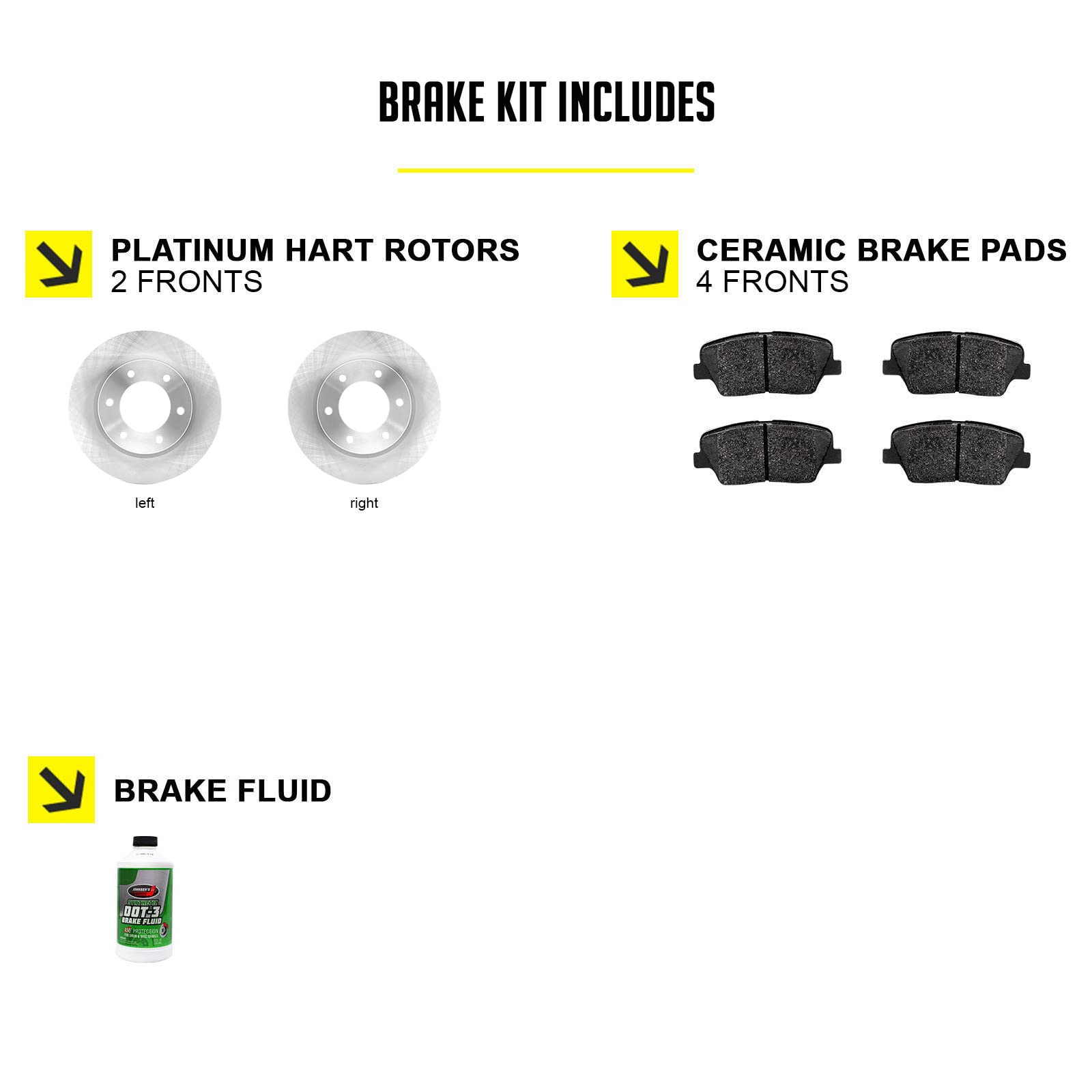 Hart RBB1.03019.02 Front Brake Kit - Ceramic Brake Pads & Rotors Set | Premium Replacement for Smooth Stopping | Ideal for Daily Commuting & Highway Driving