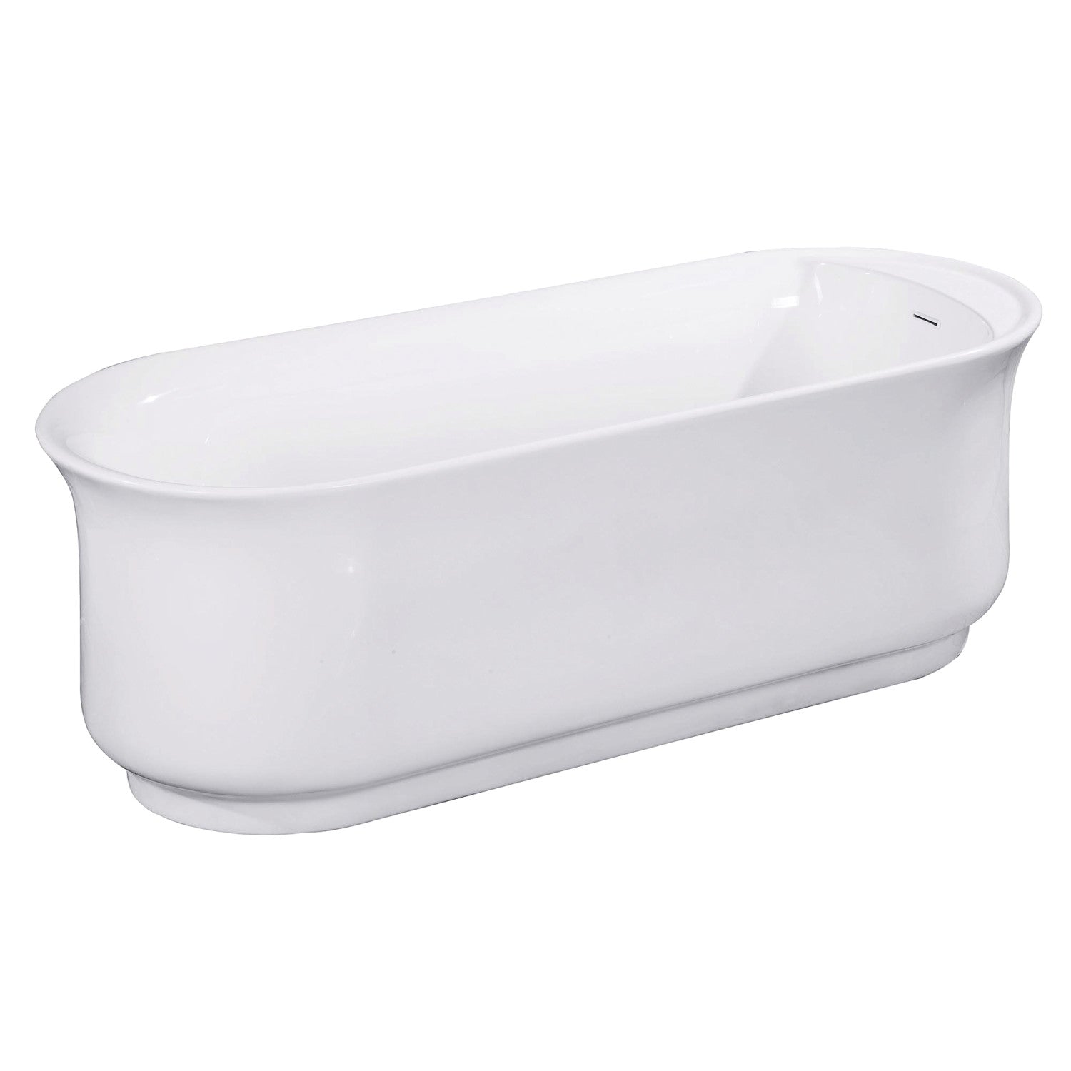 Aqua Eden 66 Inch Acrylic Oval Freestanding Bathtub - Glossy White, Anti-Skid Surface with Drain - Luxury Soaking Tub for Spa-Like Bathroom Experience