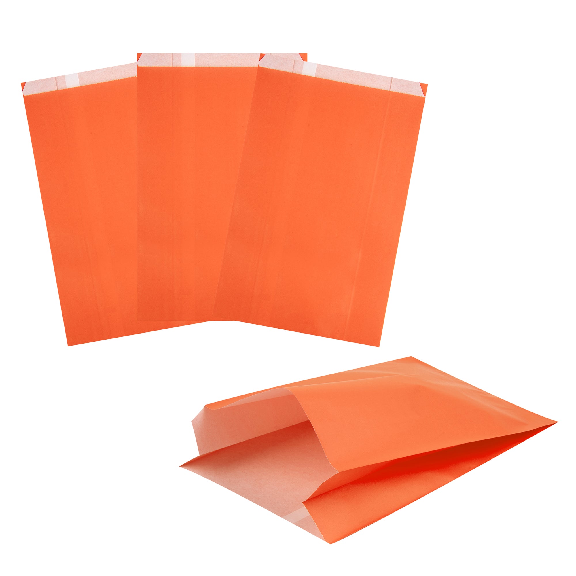 Eco-Friendly Orange Paper French Fry & Snack Bags - 7x3x11 Inches, 100 Count Box - Perfect for Fast Food, Parties, and Takeout