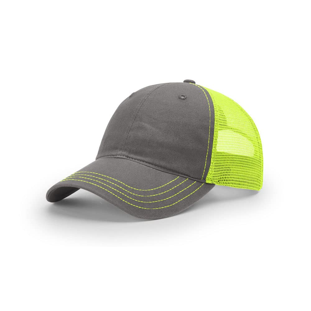 Richardson 111 Garment Washed Trucker Hat for Men - Adjustable OSFM Black Snapback Cap | Vintage Washed Cotton Baseball Hat for Outdoor Activities, Sports & Casual Wear