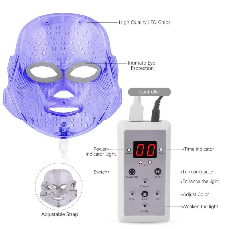 LED Light Therapy Machine for Face - Blue & Red Light Therapy Mask for Acne & Anti-Aging | At-Home Skincare Treatment for Clear Skin & Wrinkle Reduction