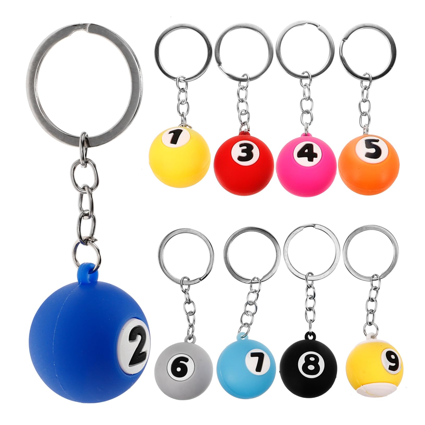 SUPVOX 9pc Billiards Ball Keychains, Decorative Pool Ball Keychains for Sports Enthusiasts, Men and Women