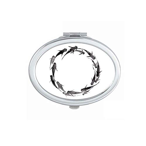 DIYthinker Chinese Black Carp Fish Animal Mirror - Portable Folding Double-Sided Makeup Mirror for Travel, Home, and Vanity Use