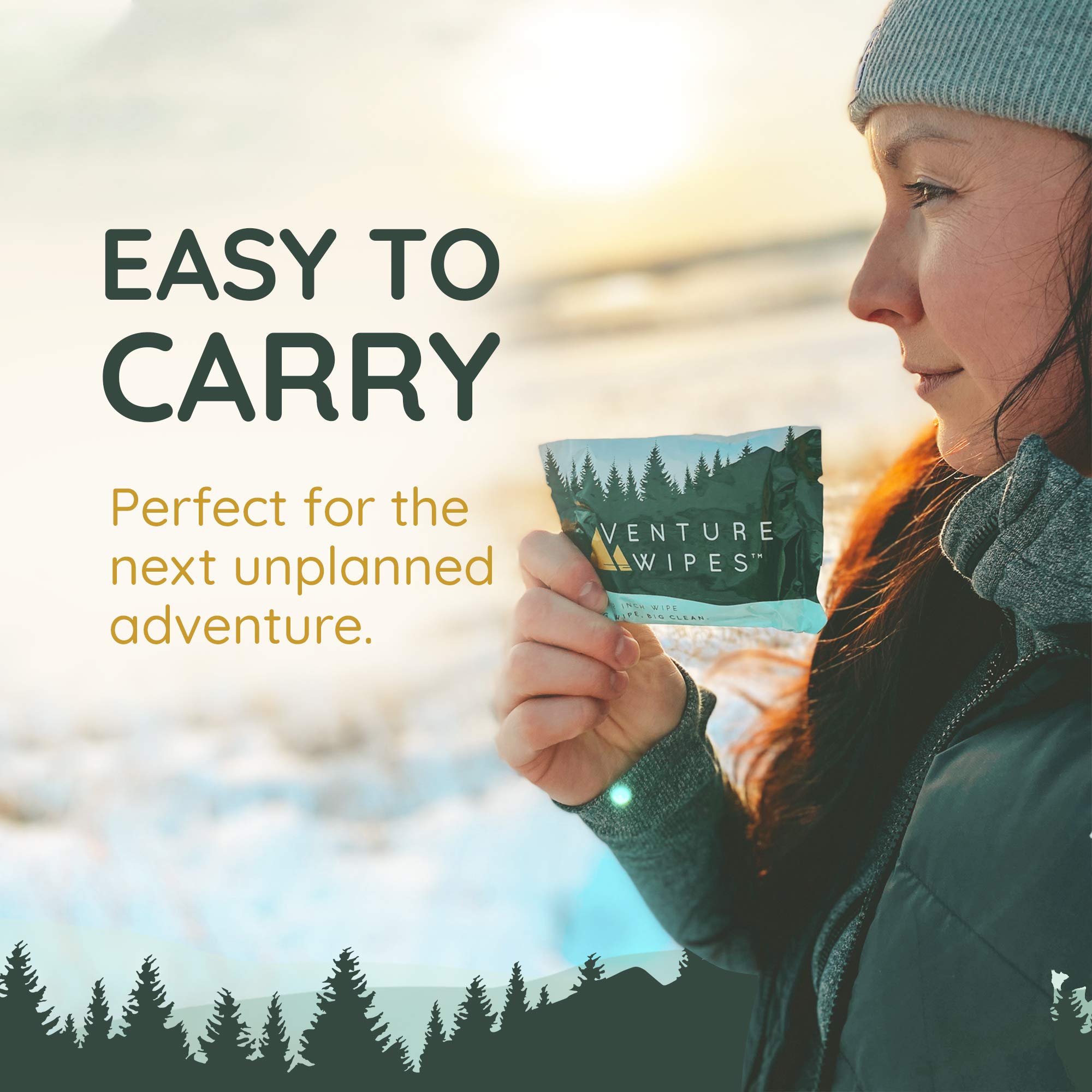 Venture Tea Tree Oil Body Wipes for Adults - Biodegradable Cleansing Wipes with Aloe & Vitamin E - Individually Wrapped - 10 Count - Perfect for Camping, Hiking, Travel & Outdoor Adventures