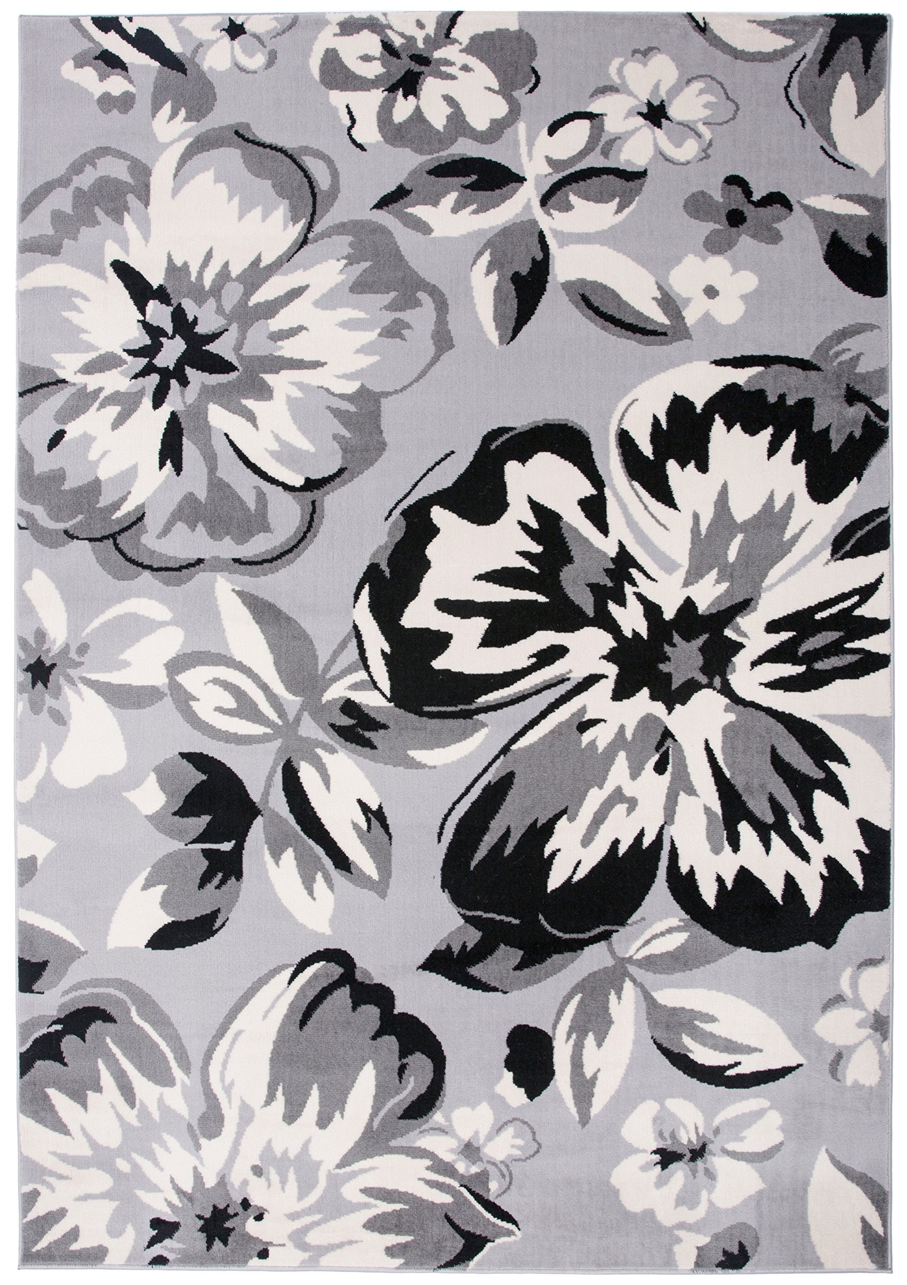 Modern Floral Area Rugs 9' X 12' Gray - Soft Non-Slip Living Room Rug, Perfect for Bedroom, Dining Room and Home Decor