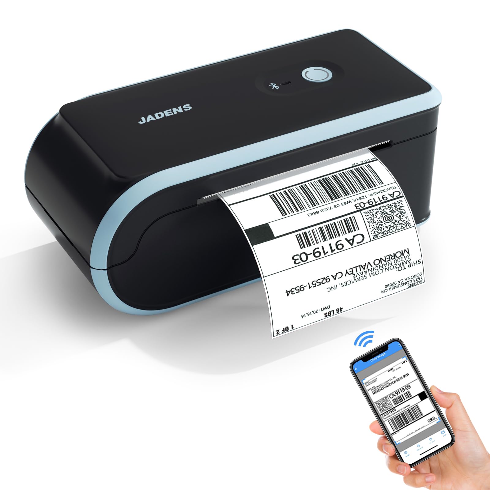 JADENS Wireless Bluetooth Thermal Label Printer for Shipping Packages - Compatible with iOS, Android, Windows, Mac & Chromebook - Perfect for Etsy, eBay, Shopify & USPS Sellers - Home Office & Small Business Shipping Solution