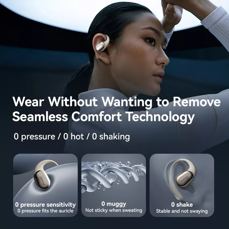 Sanag C16S Wireless Bluetooth Headphones with Ear Hook, Open-Ear Air Conduction - Perfect for Running, Cycling, Gym & Outdoor Sports