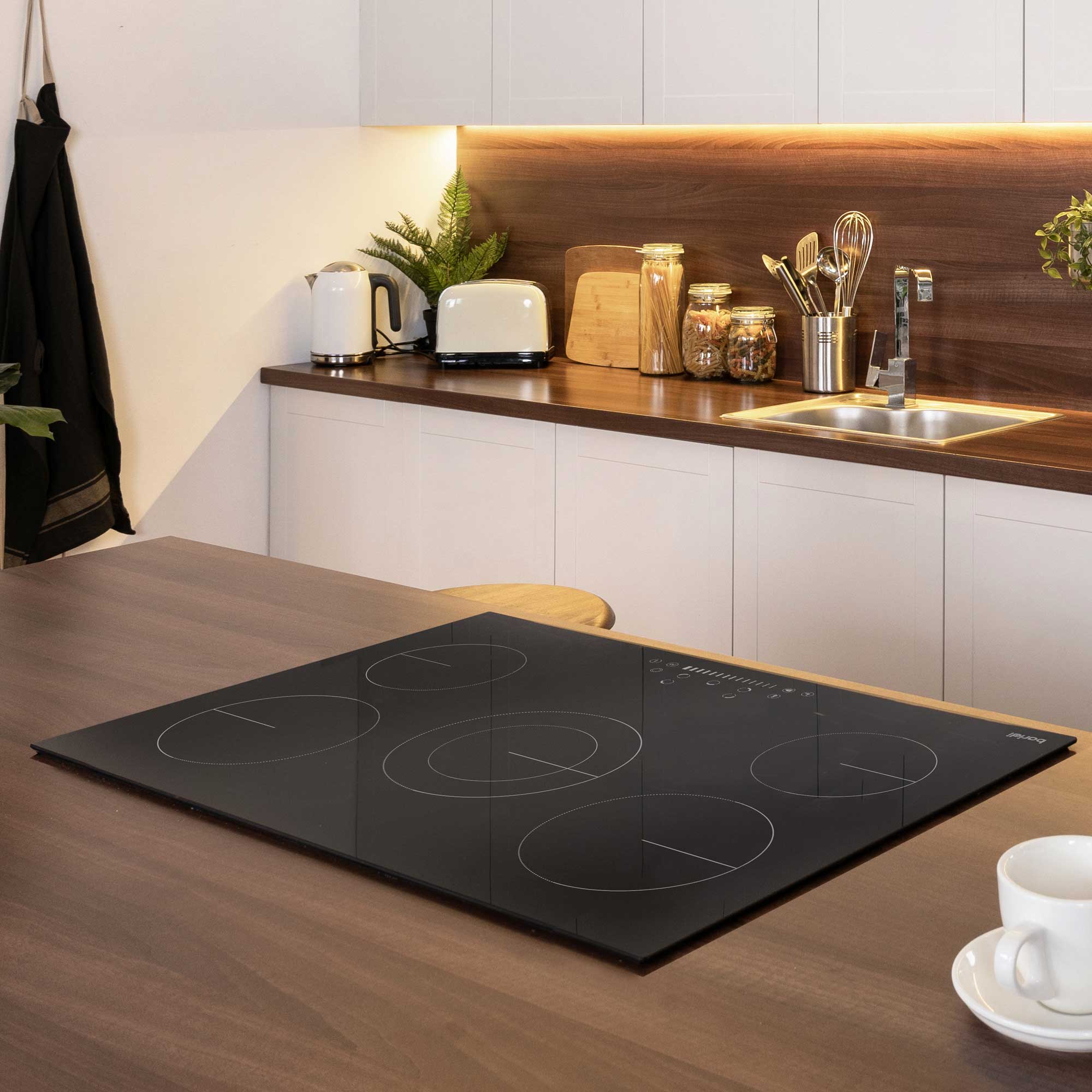 Baridi 77cm Built-In Ceramic Hob with 5 Cooking Zones - 8200W Black Glass Electric Cooktop for Modern Kitchens | Perfect for Home Chefs & Large Family Cooking