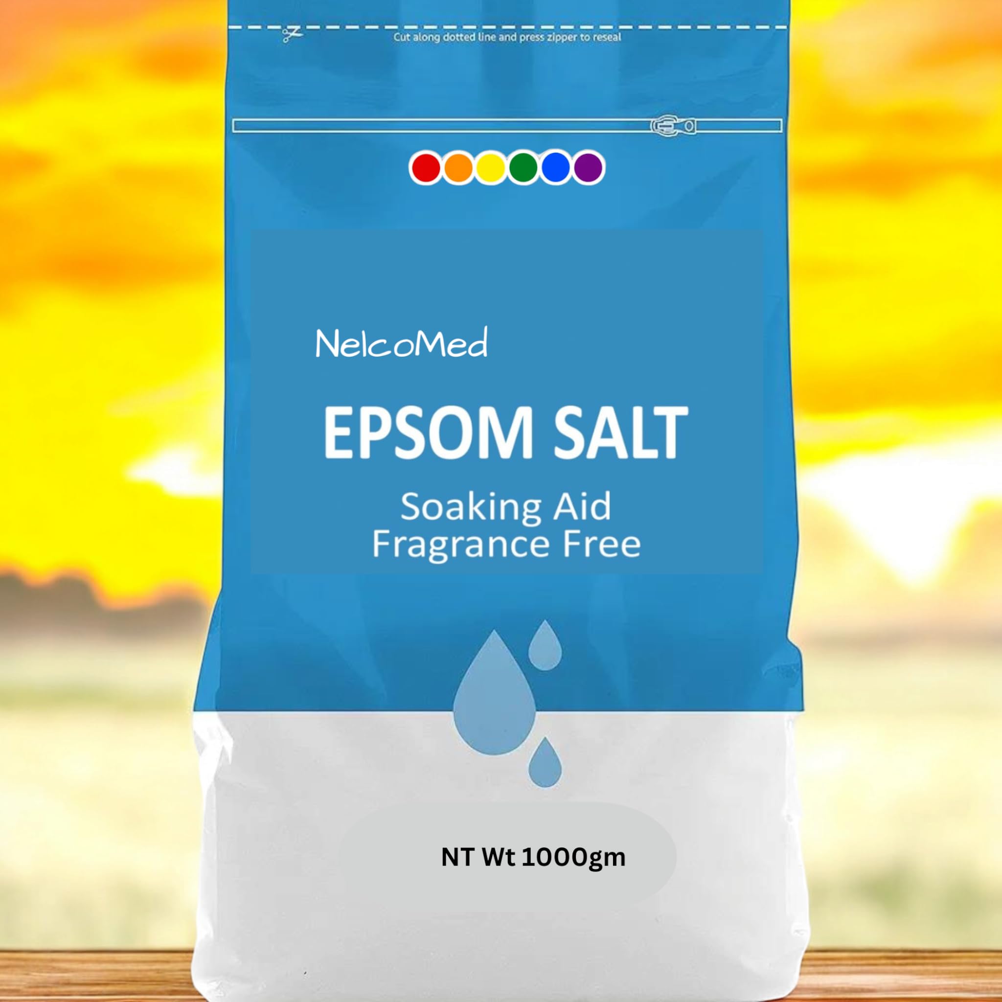 **NelcoMed® Epsom Salt Magnesium Sulfate Crystals - 1kg for Muscle Pain Relief, Detox & Relaxation | Natural Therapy for Sore Muscles, Aches & Stress | Perfect for Bath Soaks, Foot Soaks & Plant Care | Includes FREE Hot & Cold Gel Pack**    *(Use Cases: Ideal for post-workout recovery, stress relief, spa-like baths, foot soaks, and nourishing plants.)*