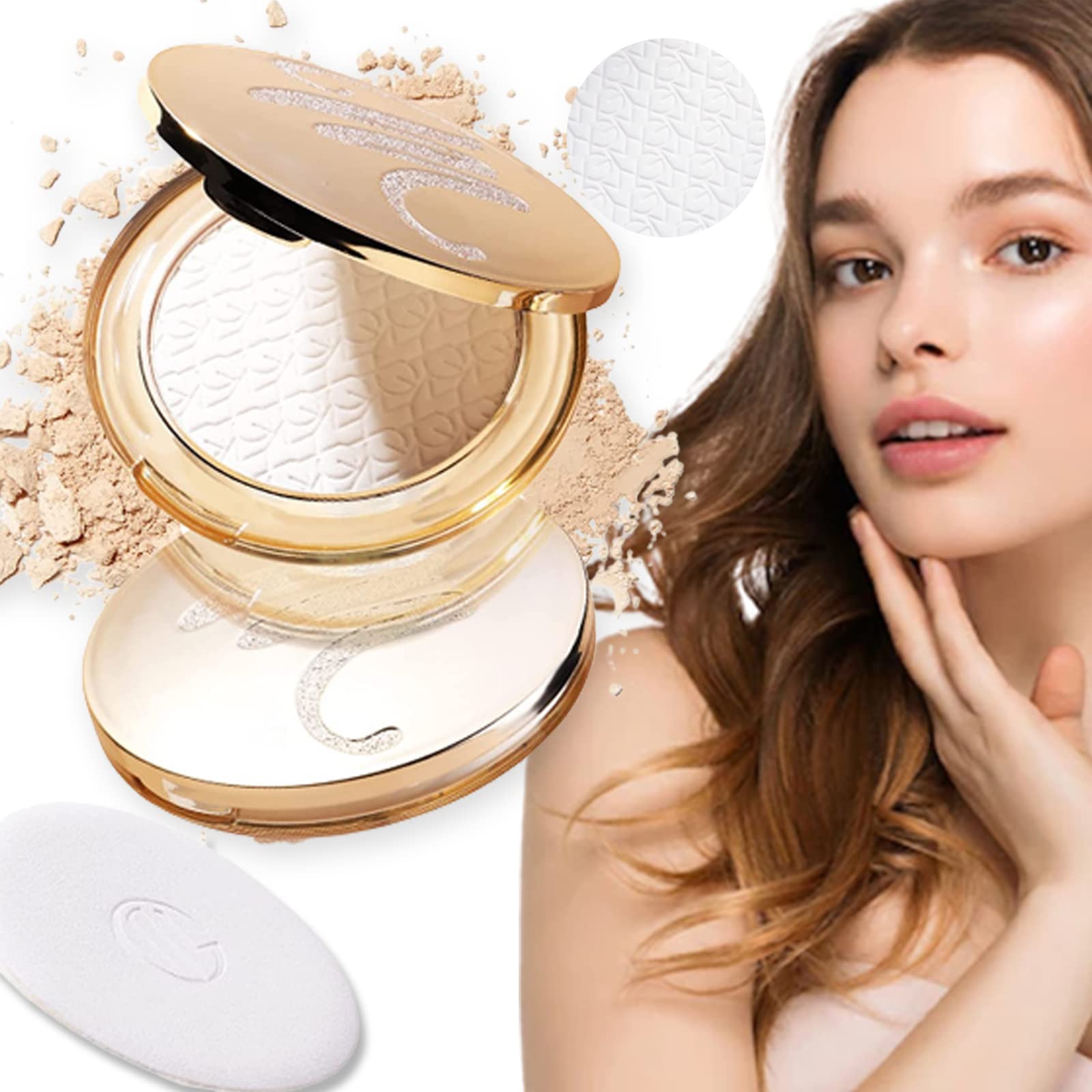 Golden Diamond Face Powder - Long Lasting Waterproof Setting Powder for Oily Skin | Matte Ivory Makeup for Oil Control & Shine Reduction | Perfect for Daily Wear, Special Occasions & Photography