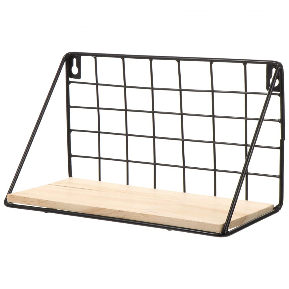 Mavoorick Floating Wall Shelves - Wooden Storage Shelf with Wire for Bedroom, Bathroom, Living Room, Kitchen & Office - 25x14x11cm - Perfect for Organizing Books, Decor & Essentials in Small Spaces