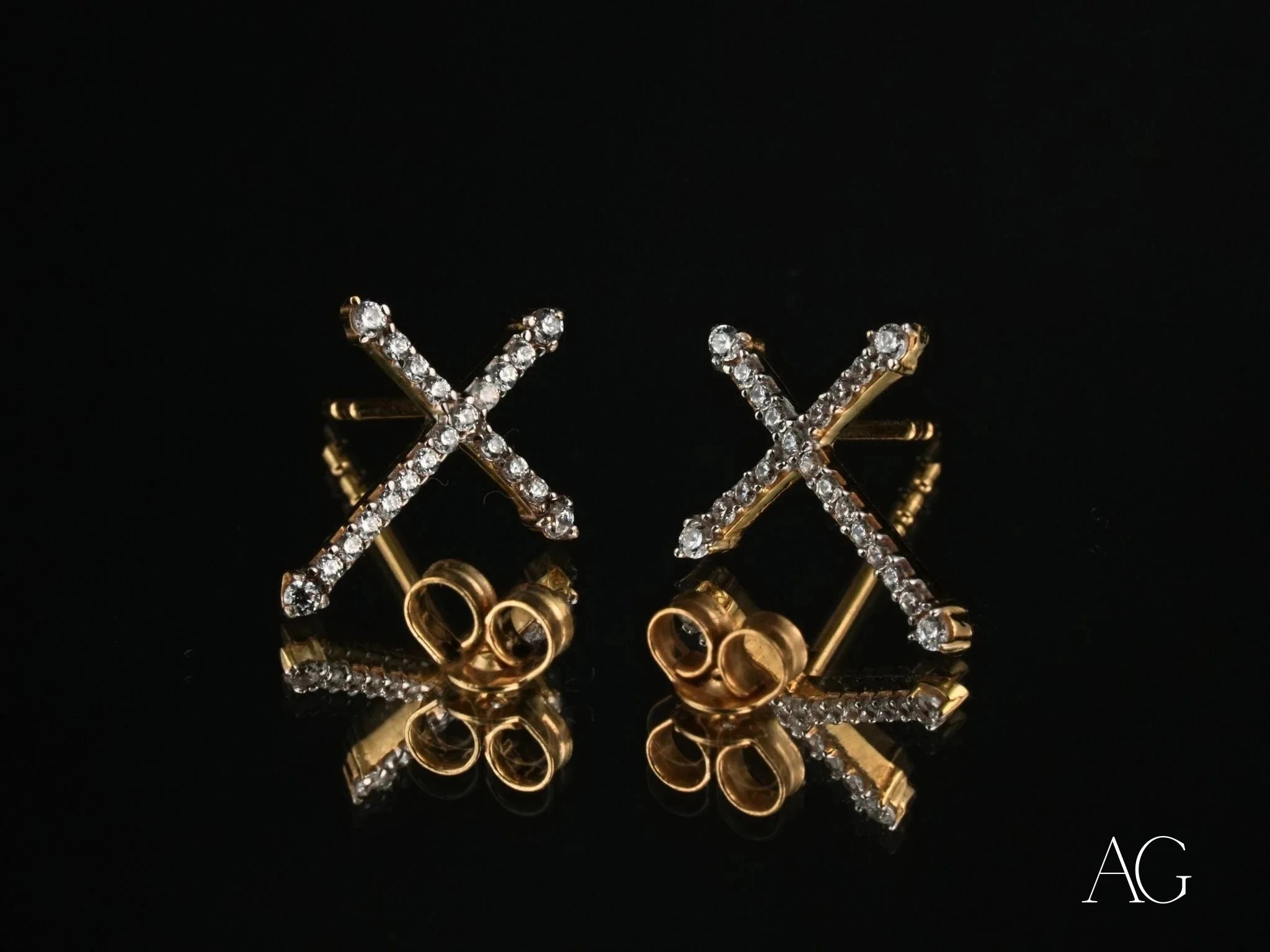 18K Gold Cross CZ Stud Earrings for Women - Sparkling Cubic Zirconia Religious Jewelry - Perfect for Church, Weddings & Everyday Wear