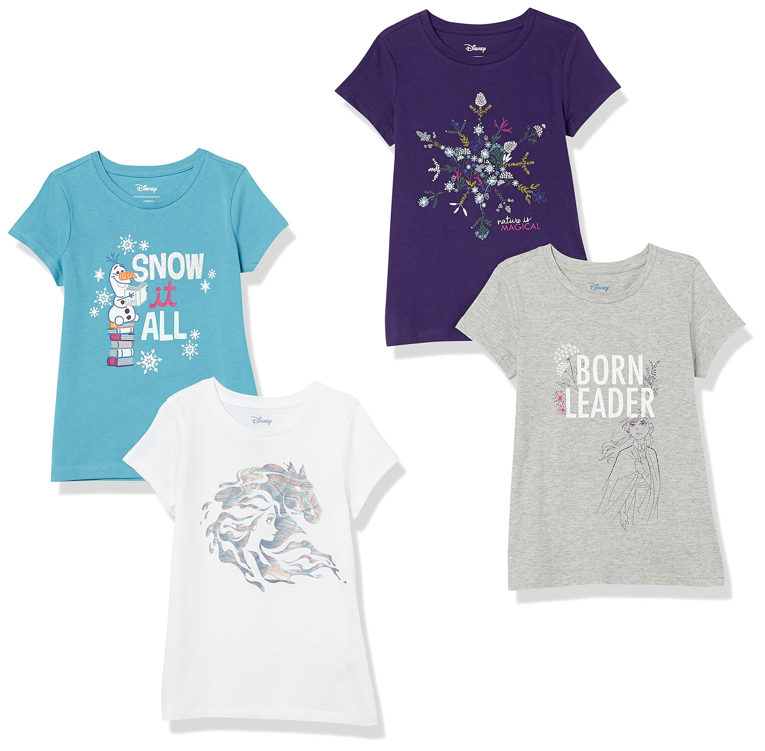 Disney Marvel Star Wars Frozen Princess Girls & Toddlers Short Sleeve T-Shirts Multipack - Cute Cartoon Graphic Tees for Playdates, Birthday Parties & Everyday Wear