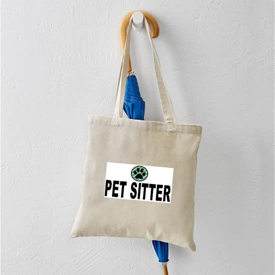 Pet Sitter Green Stripes Canvas Tote Bag - Eco-Friendly Reusable Shopping Bag for Dog Walkers & Cat Lovers - Perfect for Groceries, Beach Trips & Daily Errands